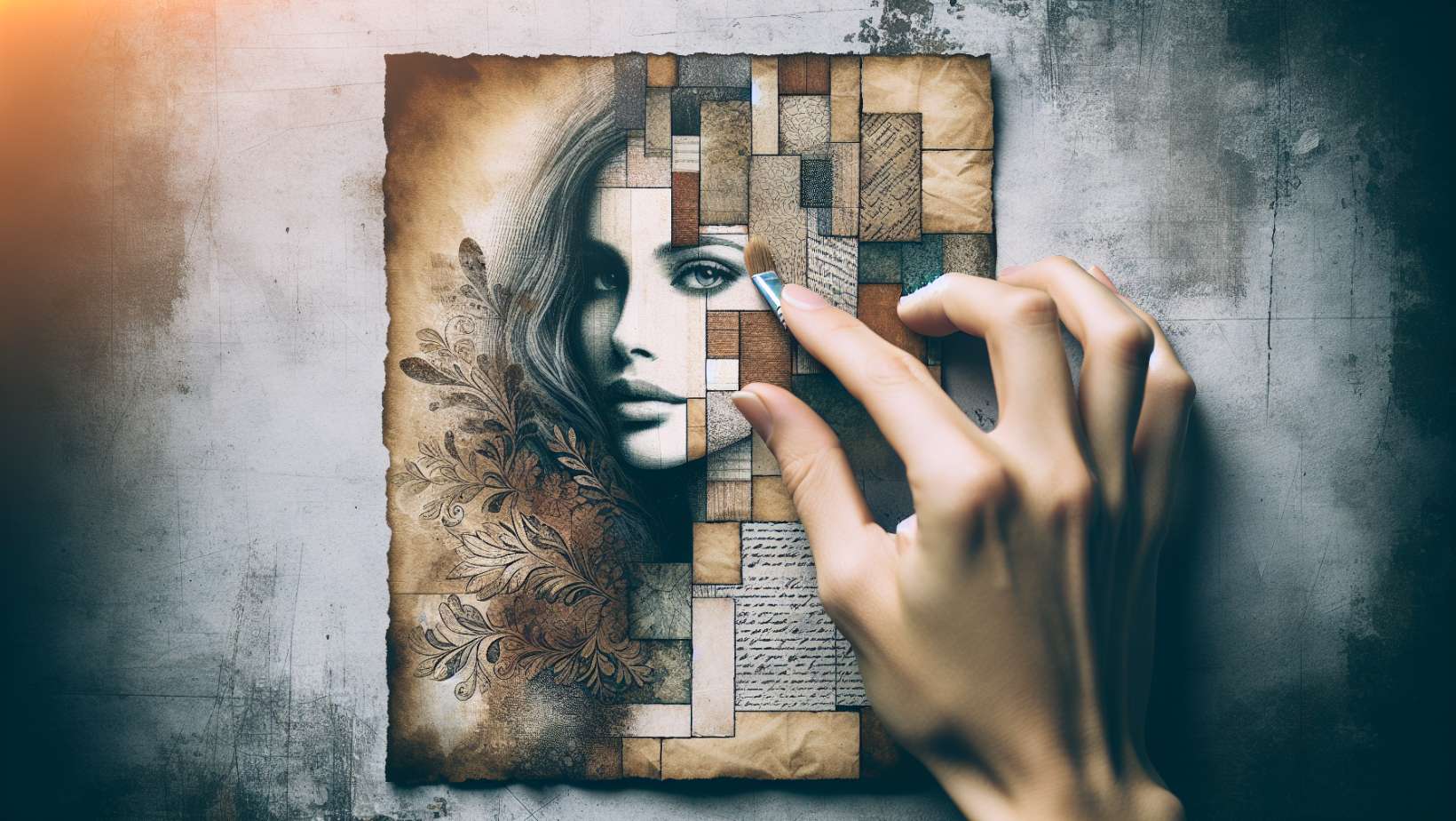 Adding vintage textures to a collage portrait