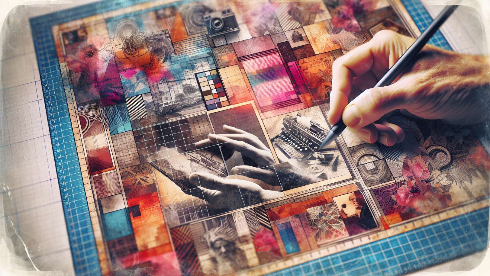 Adding vintage textures to a collage portrait