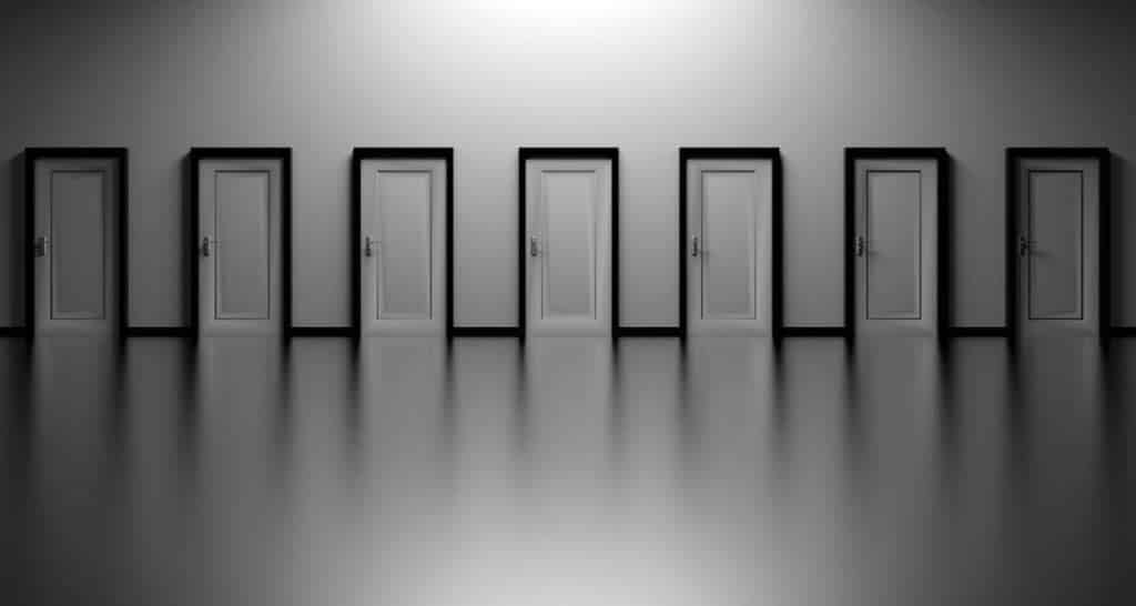 Seven identical doors