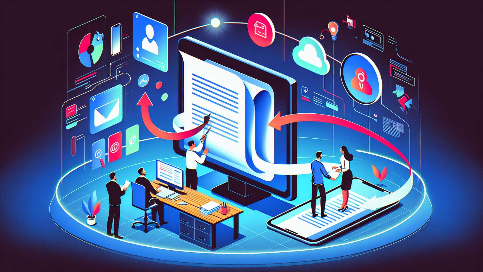 Illustration of collaborating and sharing PDFs