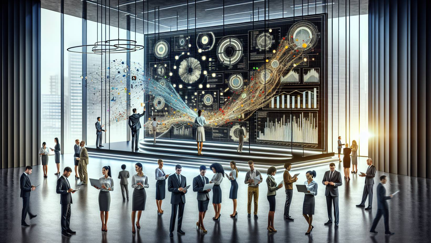 Illustration of data integration and custom dashboard development in banking operations