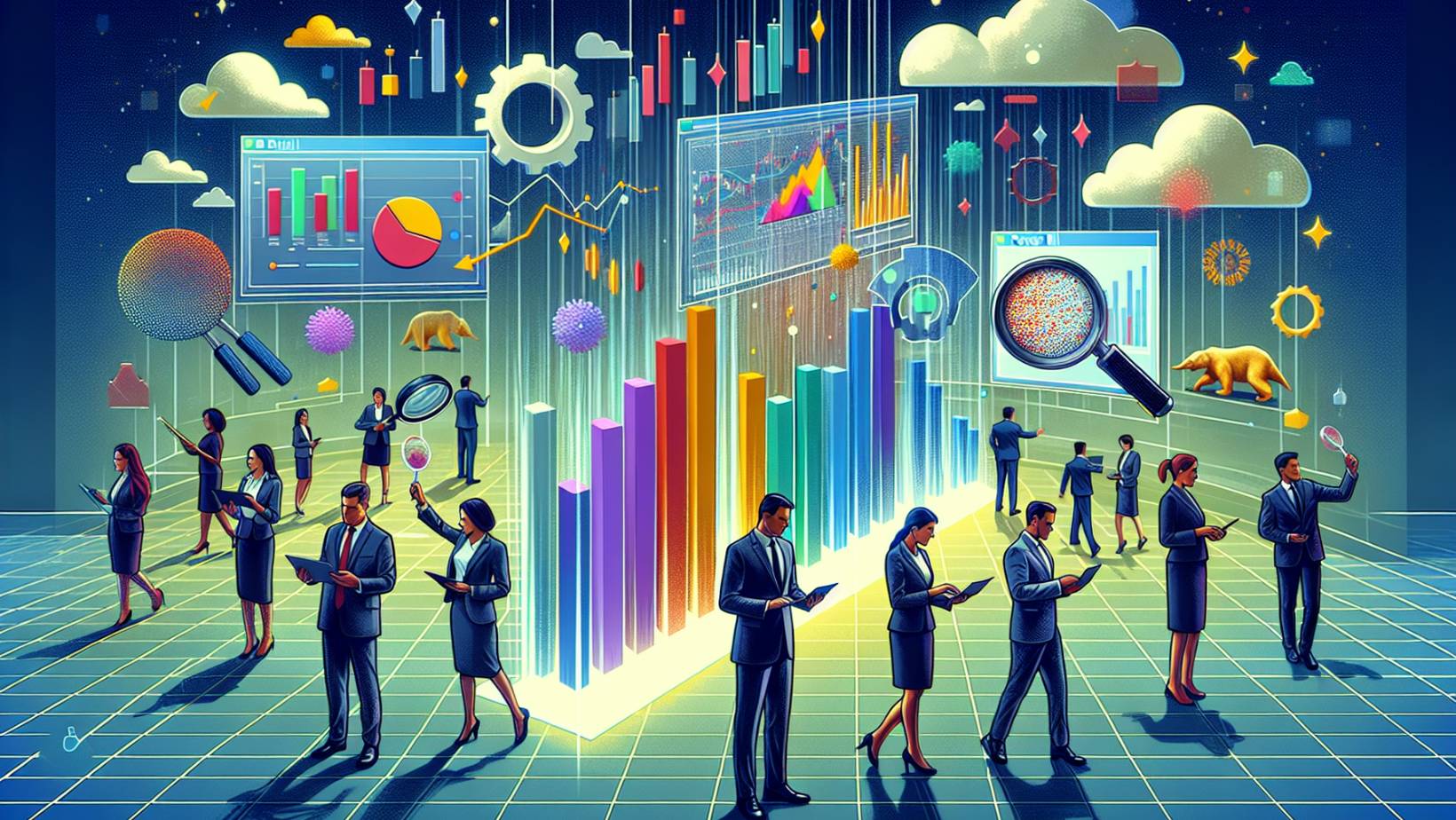 Illustration of interactive data visualizations in a banking environment