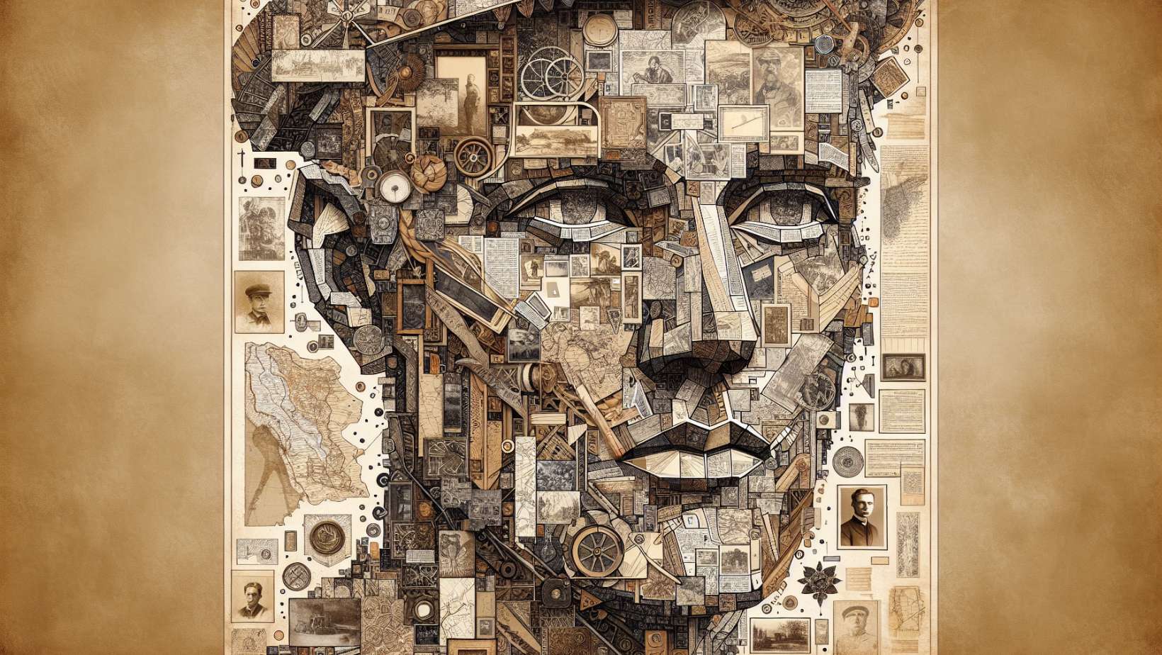 Illustration of a historical collage portrait